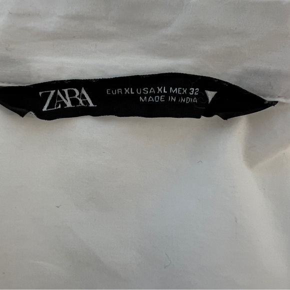 Zara White Long Sleeve Lace Ruffle Sleeve Oversized Shirt XL - Picture 7 of 9